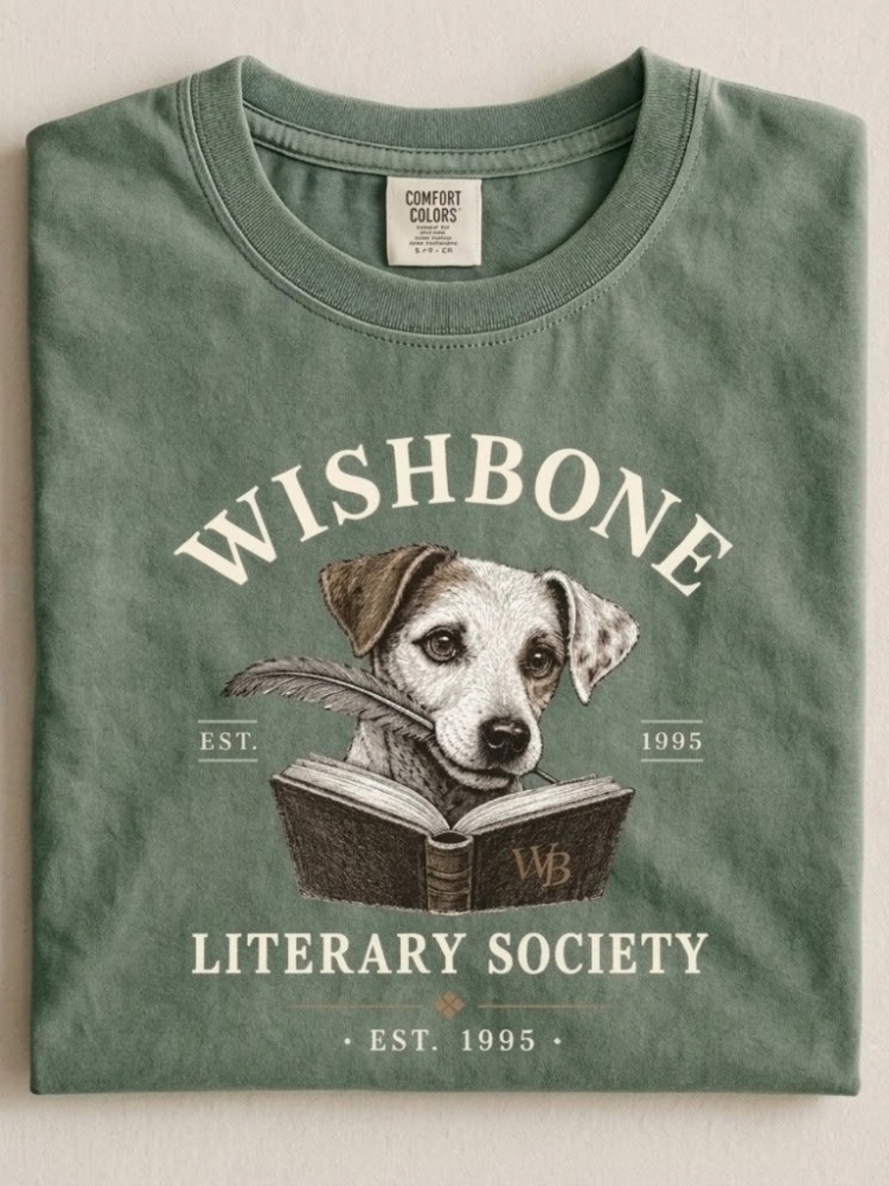 Comfort Colors 'Wishbone Literary Society' Dog Graphic Tee 90s Nostalgia Shirt